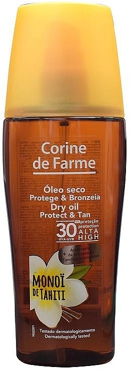 Suchy olejek do ciała z filtrem przeciwsłonecznym - Corine De Farme Dry Oil Protect & Tan Spray Spf 30 — Zdjęcie N1