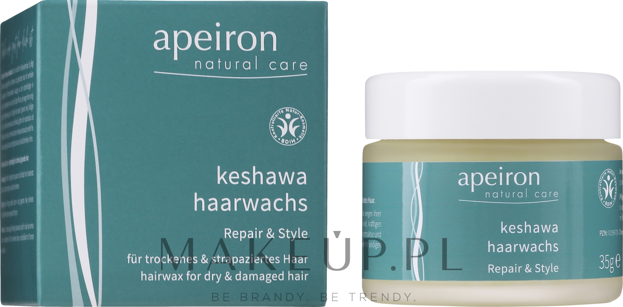 Stylizujący wosk do włosów suchych i zniszczonych - Apeiron Keshawa Hair Wax Repair & Style — Zdjęcie 35 g