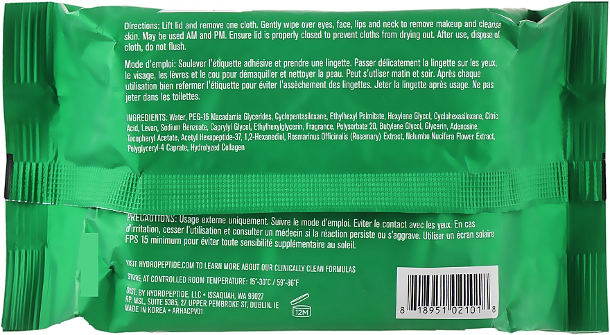 Micelarne chusteczki do twarzy - HydroPeptide HydroActive Cleanse Packet — Zdjęcie N2