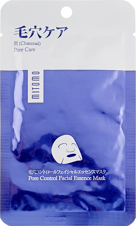 Maska do twarzy w płachcie z węglem - Mitomo Premium Pore Control Facial Essence Mask — Zdjęcie N1