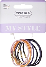 Gumki do włosów, elastyczne, 4,5 cm, 8 szt., kolorowe - Titania — Zdjęcie N1