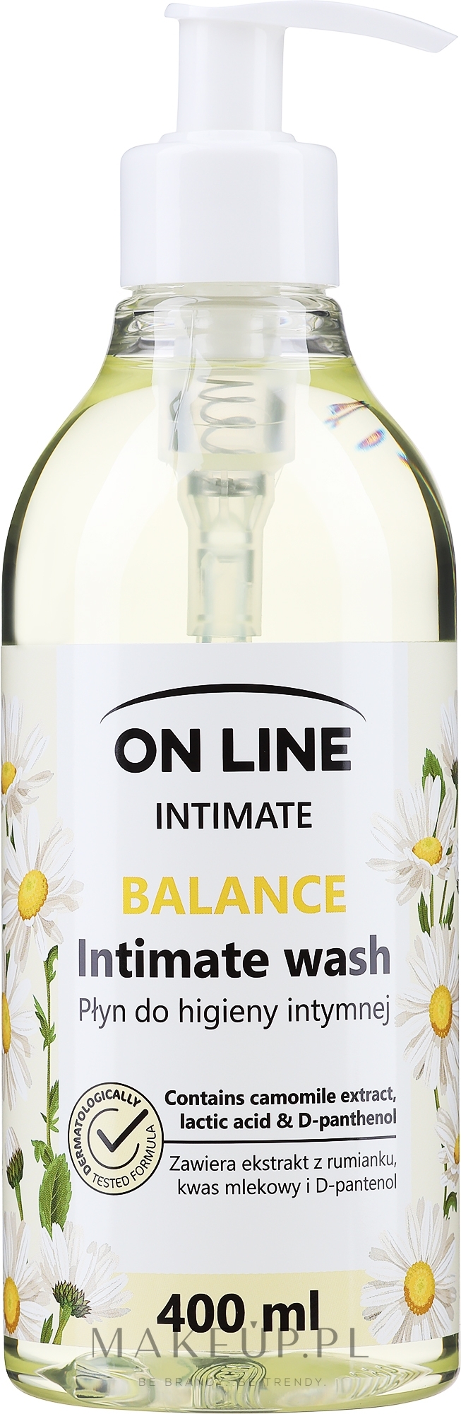 Płyn do higieny intymnej z rumiankiem, kwasem mlekowym i d-panthenolem - On Line Intimate Balance — Zdjęcie 400 ml