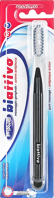 Szczoteczka do zębów Biattivo, średnia twardość, czarna - Piave Medium Toothbrush — Zdjęcie N1