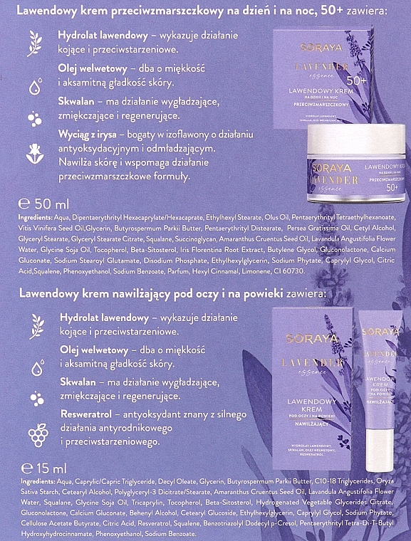 Zestaw - Soraya Lavender Essence 50+ (f/cr/50ml + eye/cr/15ml) — Zdjęcie N3