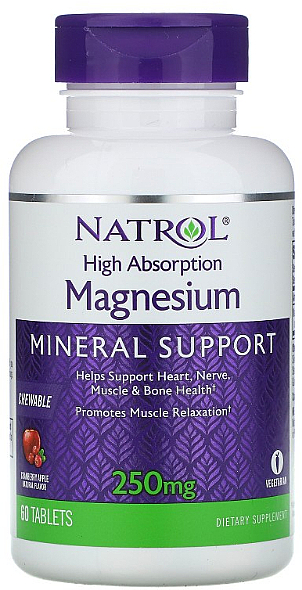 Strawny magnez, smak żurawinowo-jabłkowy, 250 mg - Natrol Magnesium — Zdjęcie N1