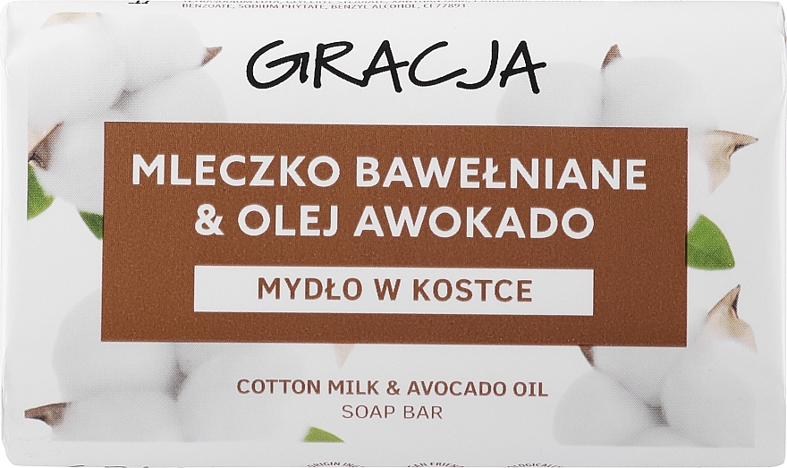 Mydło toaletowe Mleko bawełniane i olej z awokado - Gracja Cotton Milk & Avocado Oil Soap Bar — Zdjęcie N1