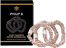 Gumki do włosów, 3 szt., szampan - Philip B Silky Smooth Petite Scrunchie — Zdjęcie N2