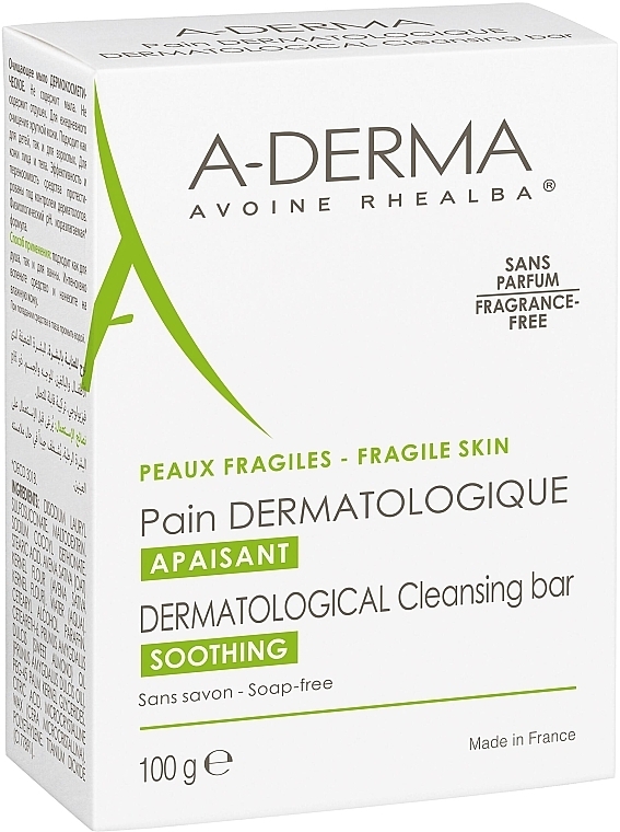 Mydło dermatologiczne dla podrażnionej skóry Owies Rhealba - A-Derma Soap Free Dermatological Bar — Zdjęcie N2