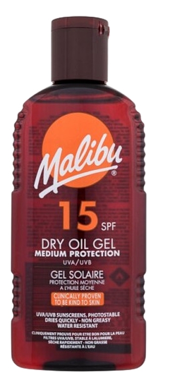 Wodoodporny olejowy żel do opalania z karotenem - Malibu Dry Oil Gel SPF 15  — Zdjęcie N1