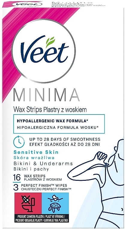 Plastry woskowe do skóry wrażliwej - Veet MINIMA Easy Gel Wax Strip — Zdjęcie N1