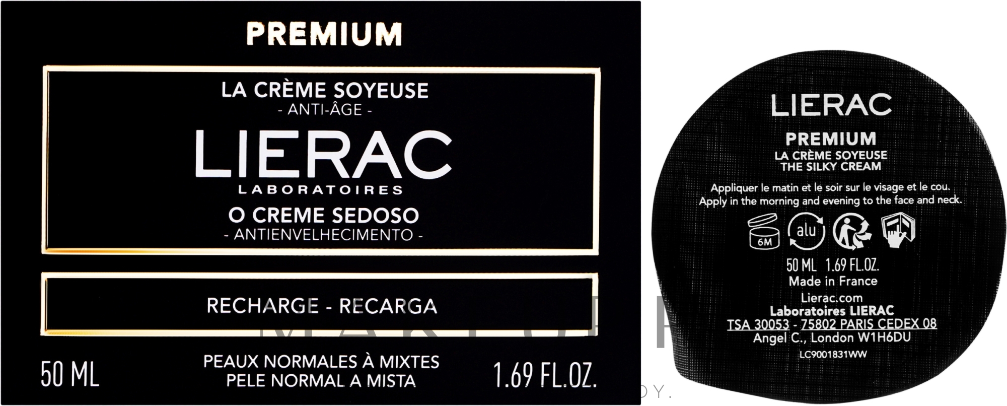 Krem przeciwstarzeniowy do twarzy - Lierac Premium The Silky Cream (wymienna jednostka) — Zdjęcie 50 ml