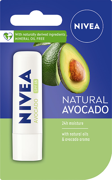 Nawilżający balsam do ust Awokado SPF 15 - NIVEA 24H Melt-in Natural Avocado Lip Balm — Zdjęcie N1