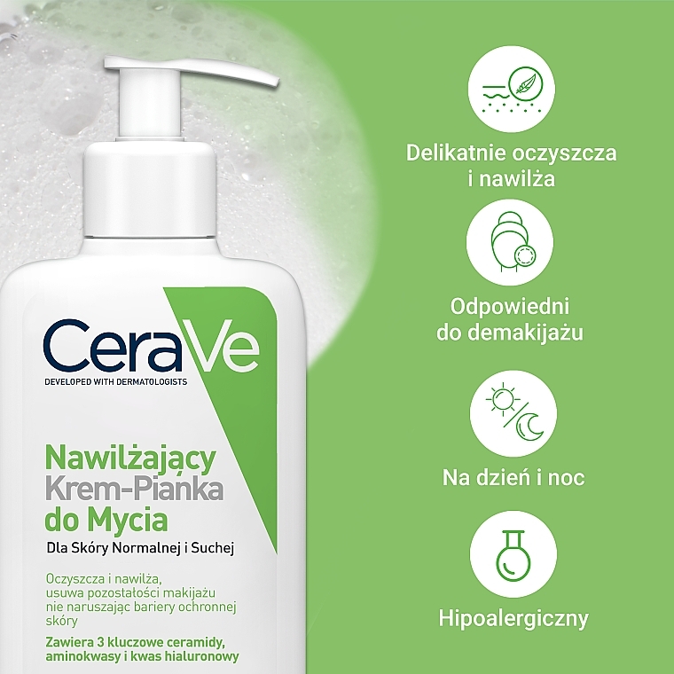 Nawilżający krem-pianka do mycia - CeraVe Hydrating Cream To Foam Cleanser For Normal To Dry Skin — Zdjęcie N3