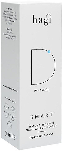 Naturalny krem nawilżająco-łagodzący z D-pantenolem - Hagi Cosmetics SMART D Moisturising-Soothing Face Cream with D-panthenol — Zdjęcie N2