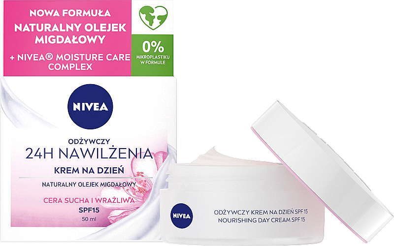 Krem odżywczy na dzień 24h Nawilżenia - NIVEA Moisturizing Day Cream Nourishing For Dry And Sensitive Skin — Zdjęcie N1