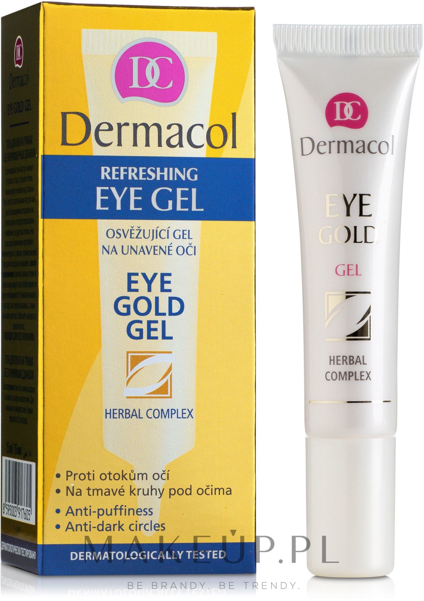 Odświeżający żel redukujący cienie pod oczami - Dermacol Eye Gold Gel — Zdjęcie 15 ml