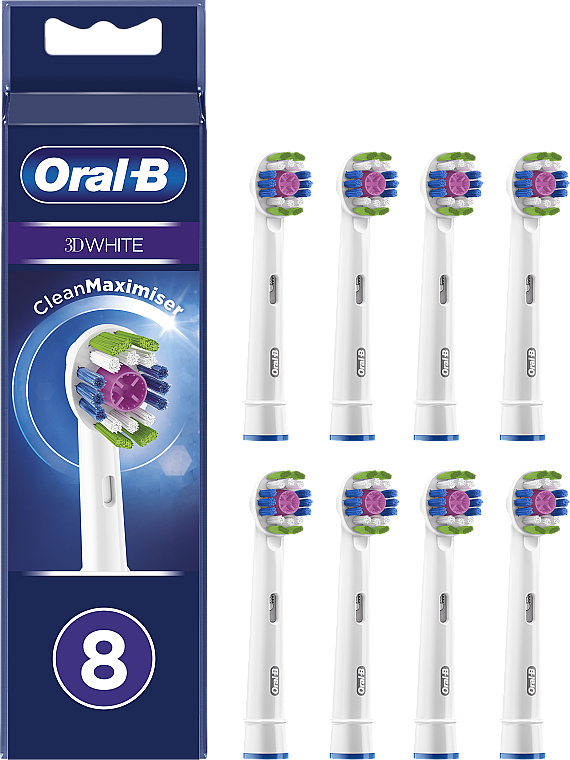 Wymienne końcówki do elektrycznej szczoteczki do zębów, 8 szt. - Oral-B 3D White Refill Heads — Zdjęcie N1