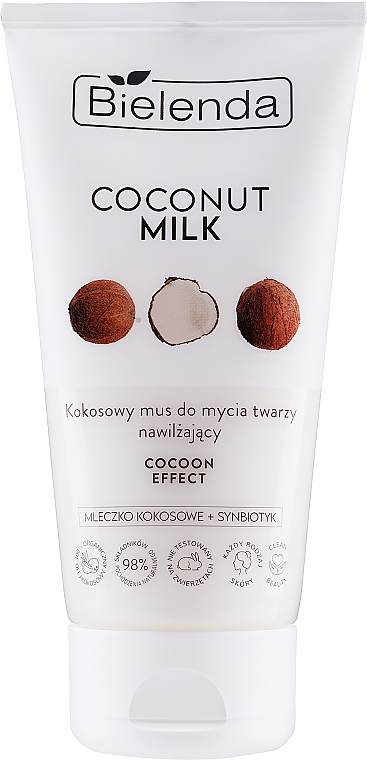 Nawilżający kokosowy mus do mycia twarzy - Bielenda Coconut Milk Moisturizing Face Mousse — Zdjęcie N1
