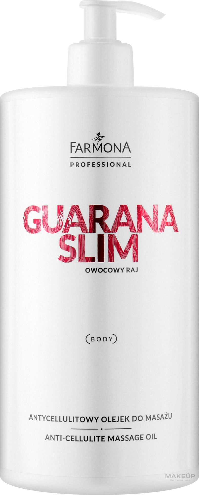 PRZECENA! Antycellulitowy olejek do masażu - Farmona Professional Guarana Slim Owocowy raj * — Zdjęcie 950 ml