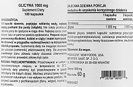 Aminokwas Glicyna, 1000 mg - Now Foods Glycine — Zdjęcie N2
