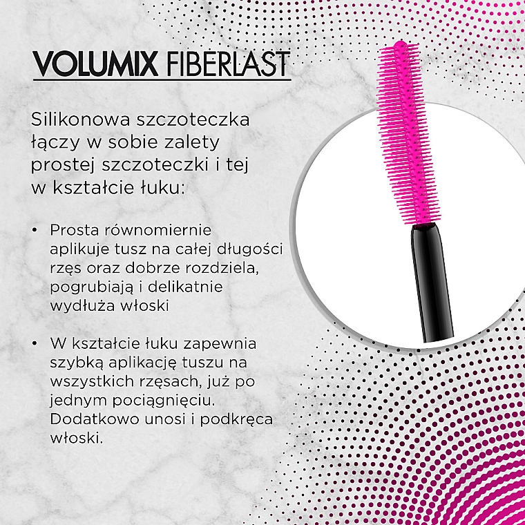 Tusz do rzęs pogrubiająco-liftingująco-rozdzielający - Eveline Cosmetics Volumix Fiberlast — Zdjęcie N6