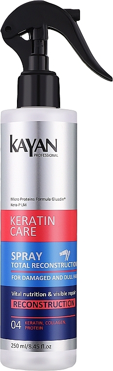 Spray do włosów zniszczonych i matowych - Kayan Professional Keratin Care Hair Spray