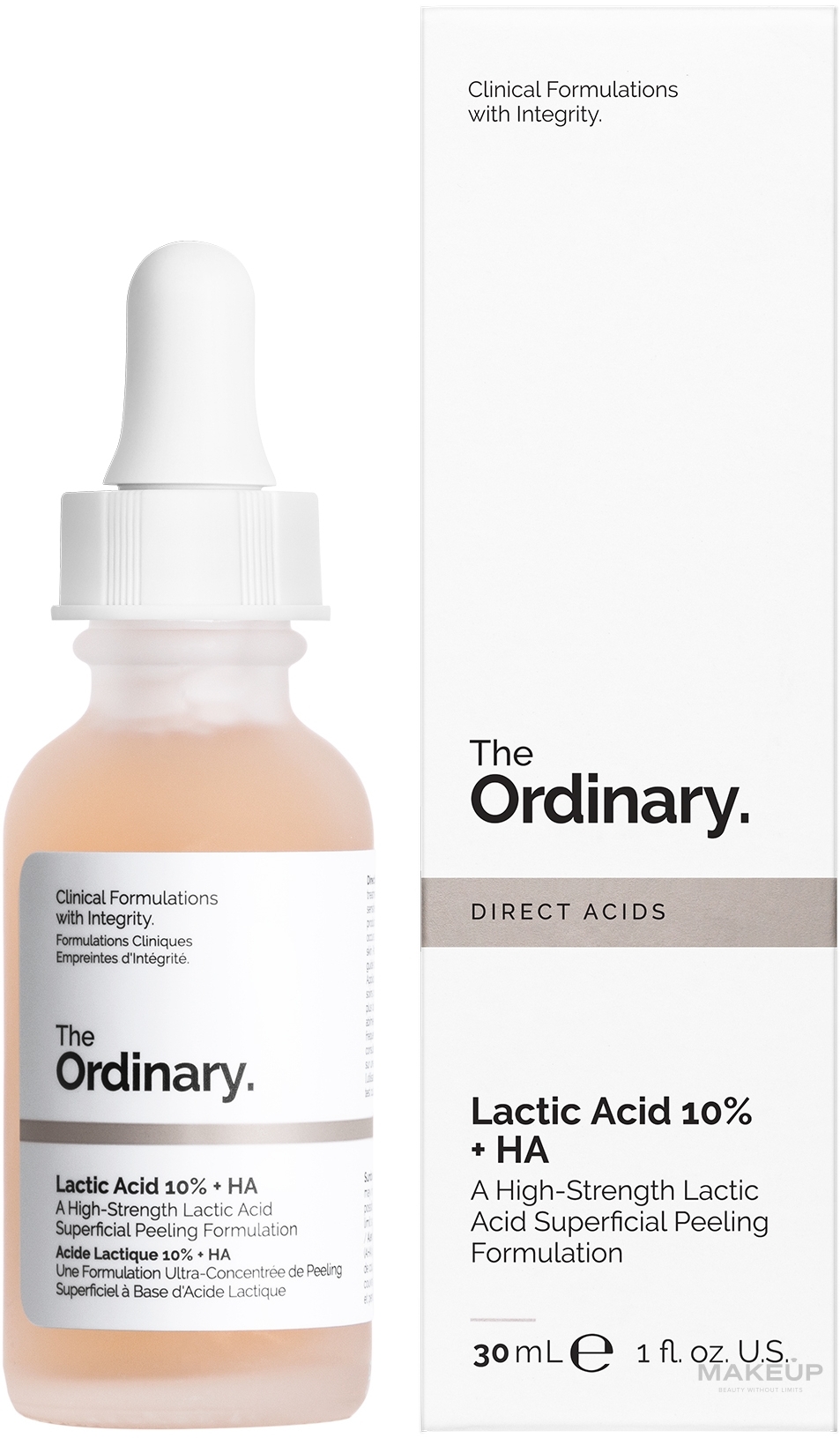 The Ordinary Lactic Acid 10% + HA 2% - Serum peelingujące do twarzy z kwasem mlekowym HA 2% — Zdjęcie 30 ml