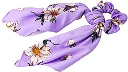 Gumka do włosów ze wstążką, liliowa w kwiatowy wzór - Lolita Accessories  — Zdjęcie N1