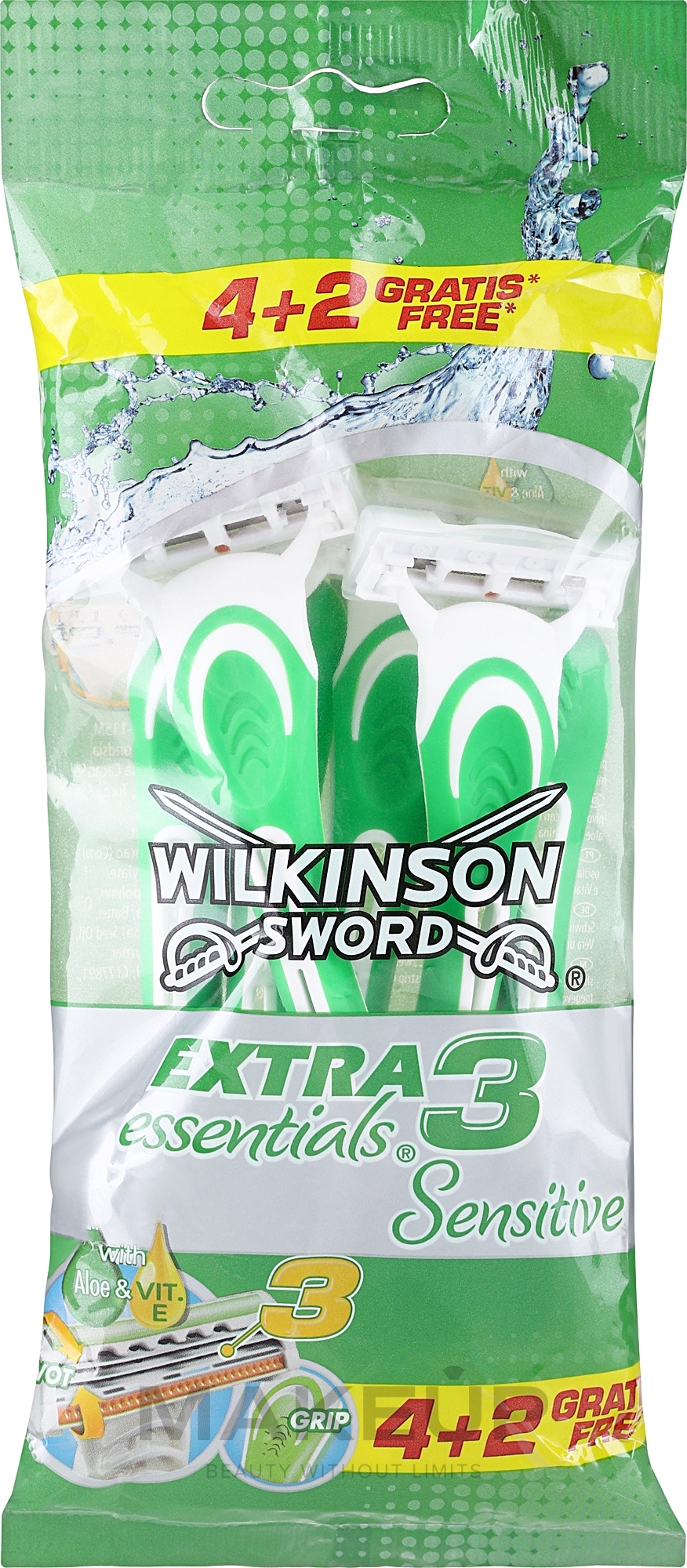 Maszynki jednorazowe, 6 szt. - Wilkinson Sword Extra 3 Sensitive — Zdjęcie 6 szt.