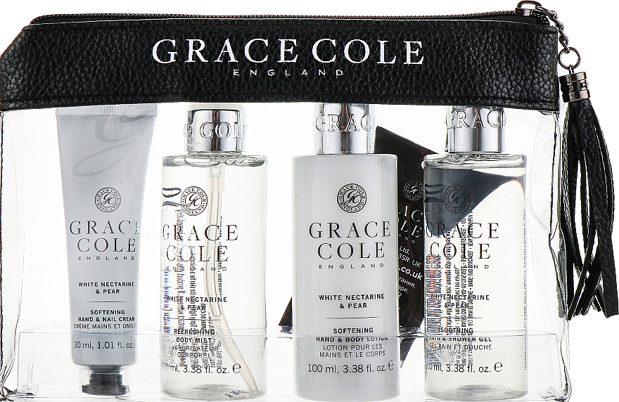 Zestaw - Grace Cole White Nectarine & Pear Travel Set (h/cr/30ml + sh/gel/100ml + b/lot/100ml + b/sp/100ml) — Zdjęcie N1