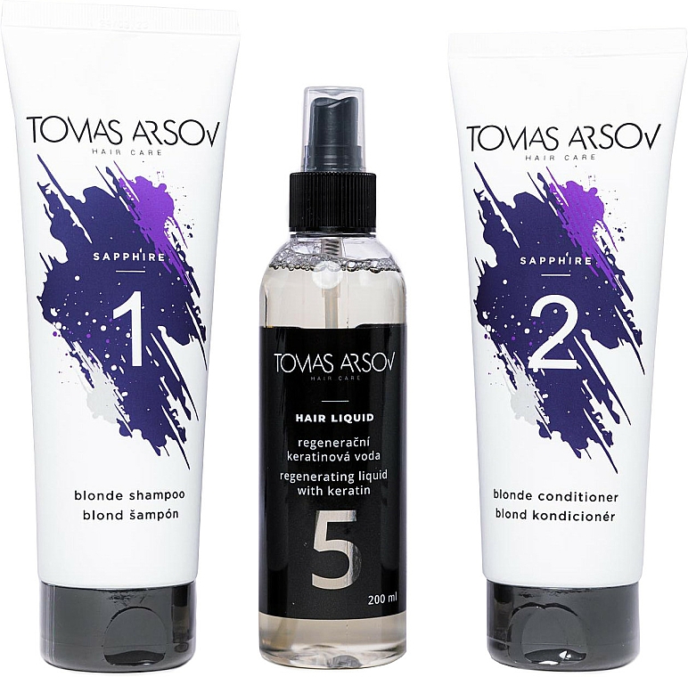 Zestaw - Tomas Arsov Sapphire Set (shampoo/250ml + cond/250ml + h/keratin/200ml + bag/1pcs) — Zdjęcie N2