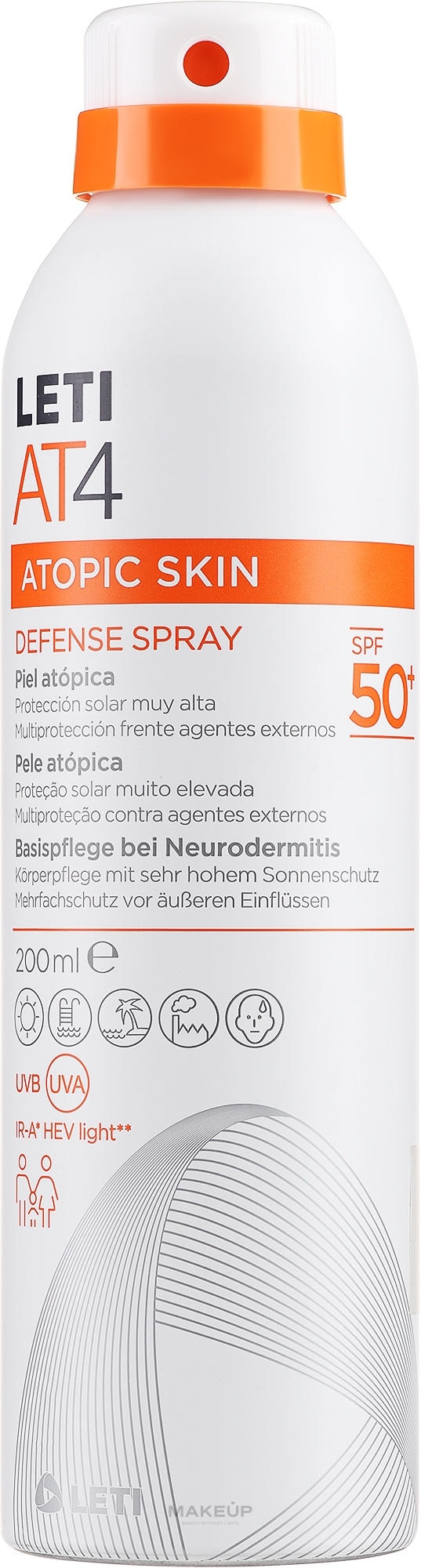 Spray ochronny - Leti At4 Atopic Skin Defense Spray Spf 50 — Zdjęcie 200 ml