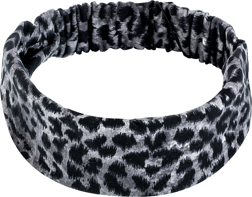 Opaska, prosty jersey, leopard szary Knit Fashion Classic - MAKEUP Hair Accessories — Zdjęcie N1