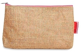 Lniana kosmetyczka, różowy zamek błyskawiczny - IDC Institute Linen Cosmetic Bag — Zdjęcie N1