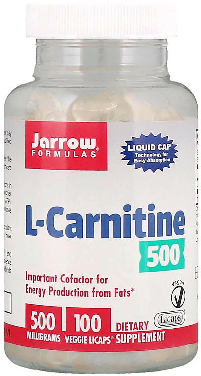 Suplement diety L-karnityna, 500 mg - Jarrow Formulas L-Carnitine 500mg — Zdjęcie N2