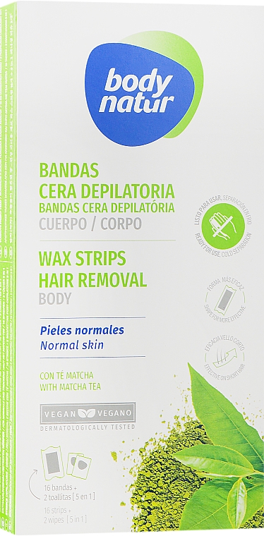 Plastry woskowe do depilacji ciała - Body Natur Wax Strips for Body Normal-Dry Skin