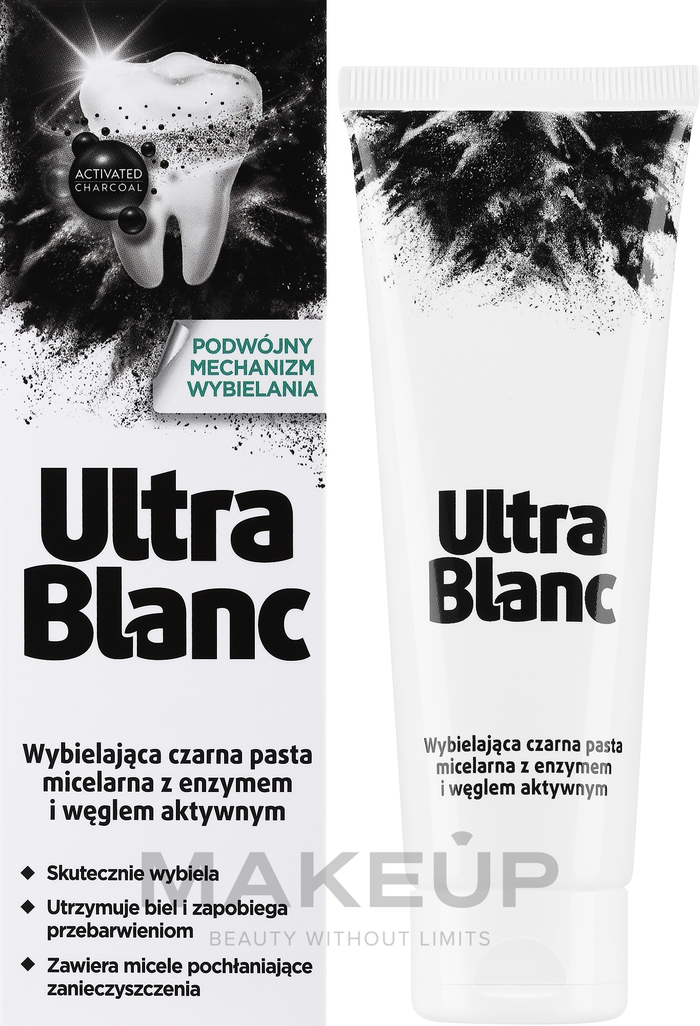 Wybielająca pasta do zębów z węglem aktywnym - Ultrablanc Whitening Active Carbon Coal Toothpaste — Zdjęcie 75 ml