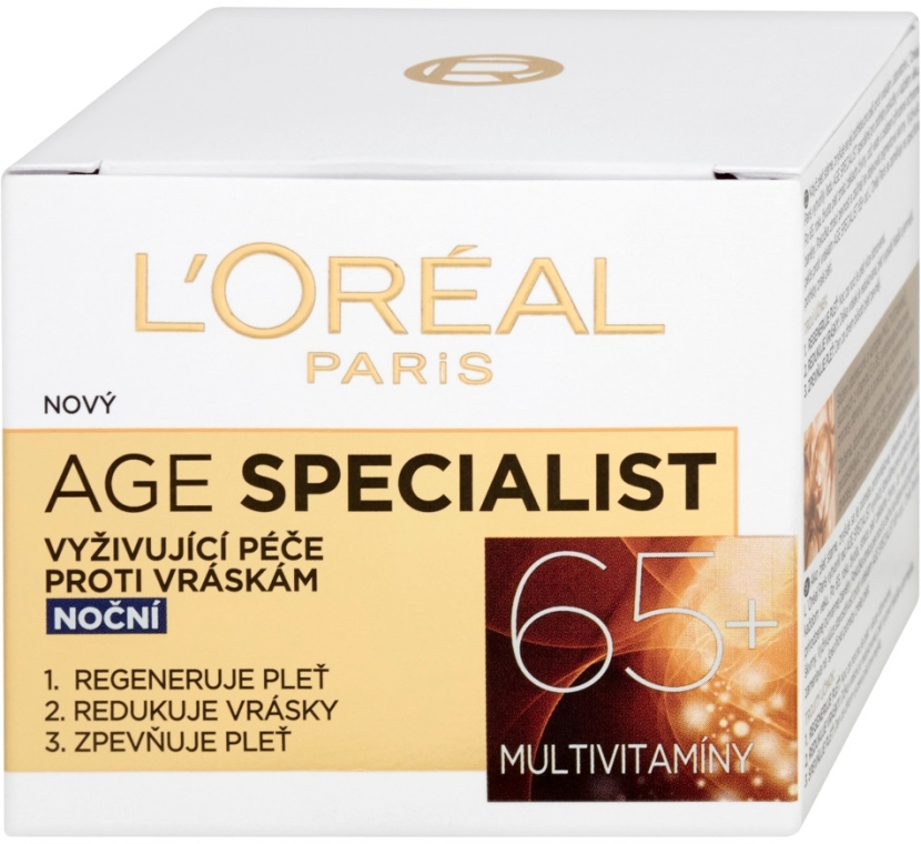 Multiwitaminowy krem przeciwzmarszczkowy do twarzy na noc 65+ - L'Oreal Paris Age Specialist 65+ Anti Wrinkle Night Cream