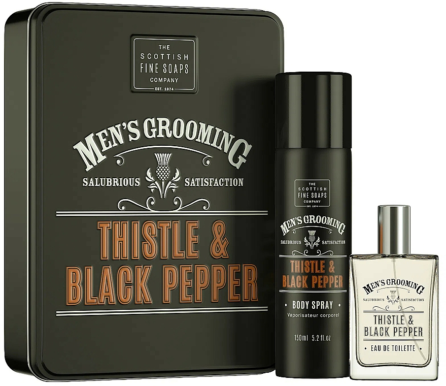 Scottish Fine Soaps Men’s Grooming Thistle & Black Pepper - Zestaw (edt 50 ml + spray 150 ml)  — Zdjęcie N1