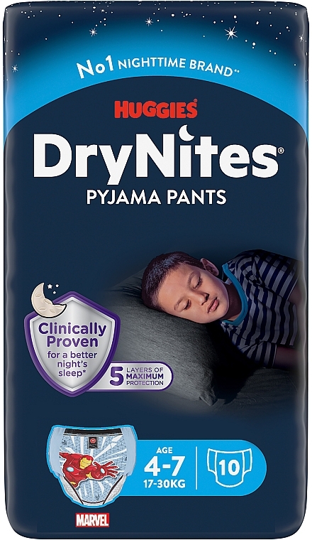 Pieluchomajtki Dry Nights dla chłopców, 17-30 kg, 10 szt. - Huggies — Zdjęcie N2