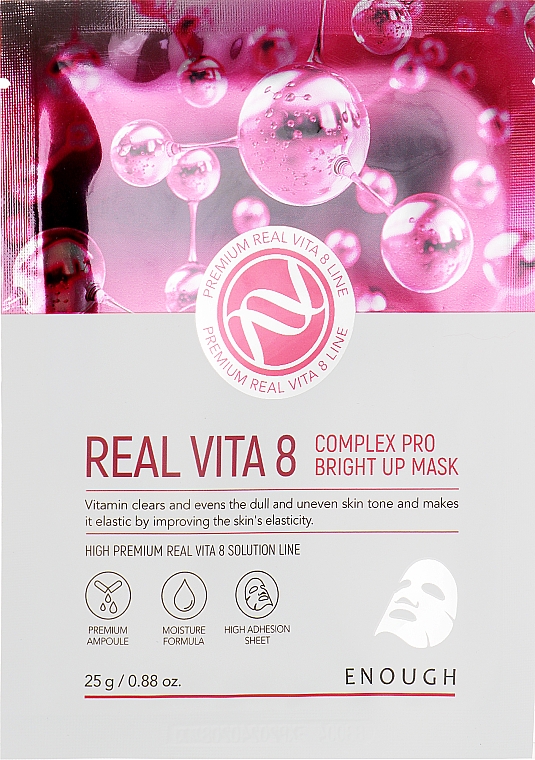 Maska tkankowa do twarzy z kompleksem witaminowym - Enough Real Vita 8 Complex Pro Bright Up Mask — Zdjęcie N1