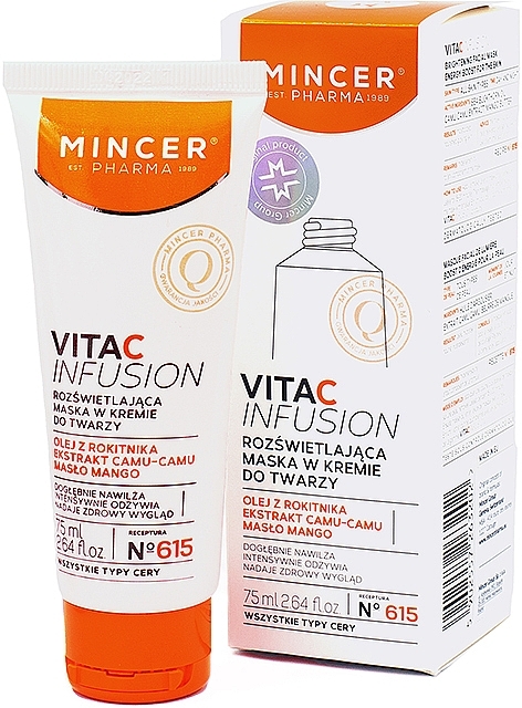 Rozświetlająca maska w kremie do twarzy - Mincer Pharma Vita C Infusion N°615 Mask