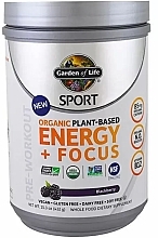 Przedtreningowa odżywka białkowa roślinna, jeżyna - Garden of Life Sport Energy + Focus — Zdjęcie N1
