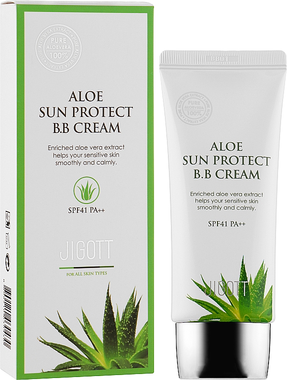 Nawilżający krem BB z ekstraktem z aloesu SPF 41/PA++ - Jigott Aloe Sun Protect BB Cream SPF41 — Zdjęcie N2