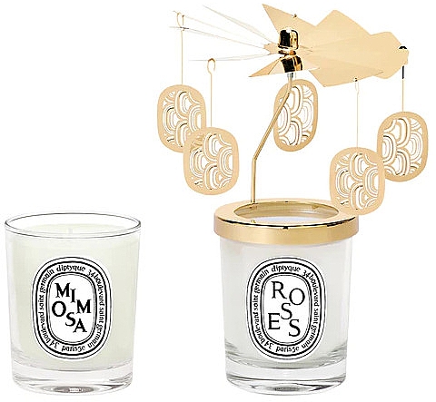 Zestaw - Diptyque Carrousel Candle Gift Box Roses & Mimosa (candle/2x70g + acc) — Zdjęcie N1