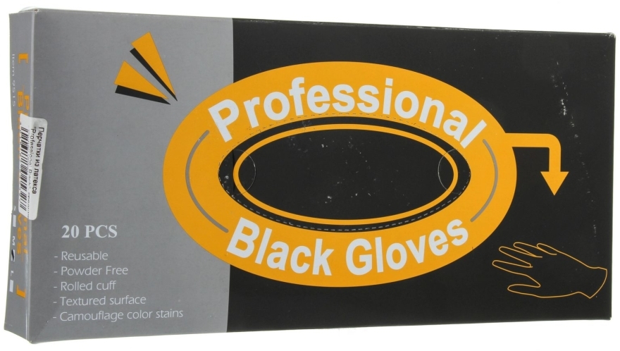 Rękawice z lateksu Professional Black, średnie - Comair — Zdjęcie N1