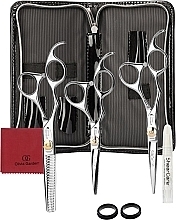 Zestaw nożyczek w czarnym etui - Olivia Garden SilkCut Left Handed Scissors 500 + 575 + 635 Black Pouch — Zdjęcie N1