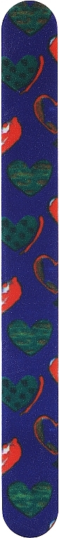 Pilnik do paznokci 2-funkcyjny prosty kolorowy, 7446, granatowy, zielone serduszka - Top Choice — Zdjęcie N1