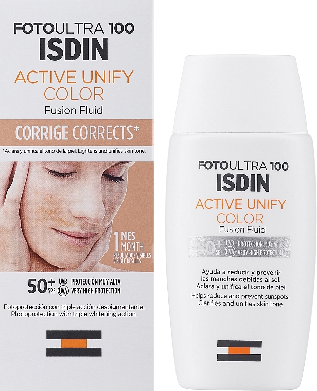 Fluid do twarzy z efektem koloryzującym - Isdin Foto Ultra 100 Active Unify SPF 50+ — Zdjęcie N2