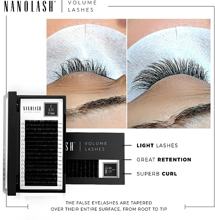 Sztuczne rzęsy C, 0.10 (6-13 mm), mix - Nanolash Volume Lashes — Zdjęcie N3